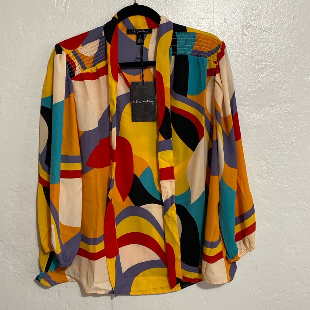 Abstract Pullover Blouse by A love story size 1X